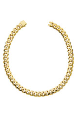 Gold chain necklace on white background isolated