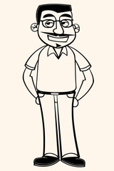 Men,sketch,caricature,isolated comic cartoon outline characters on white background,simple drawing