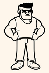 Men,sketch,caricature,isolated comic cartoon outline characters on white background,simple drawing