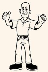 Men,sketch,caricature,isolated comic cartoon outline characters on white background,simple drawing