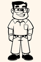Men,sketch,caricature,isolated comic cartoon outline characters on white background,simple drawing
