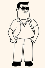 Men,sketch,caricature,isolated comic cartoon outline characters on white background,simple drawing