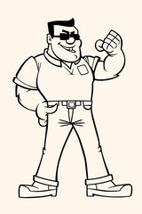 Men,sketch,caricature,isolated comic cartoon outline characters on white background,simple drawing