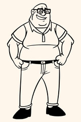 Men,sketch,caricature,isolated comic cartoon outline characters on white background,simple drawing