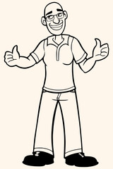 Men,sketch,caricature,isolated comic cartoon outline characters on white background,simple drawing