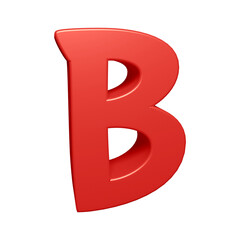 Red alphabet letter b in 3d rendering