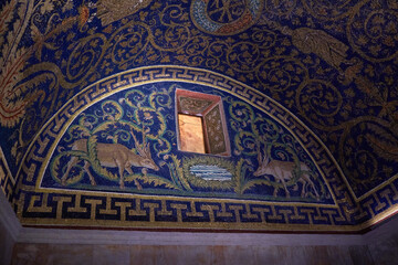 Colorfull mosaic in the church of Ravenna