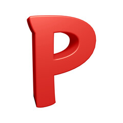 Red alphabet letter p in 3d rendering