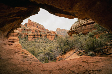 Cave view near the Secret Subway Cave in Boynton Canyon Sedona Arizona