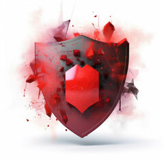 A red shield symbolizing AIs strong defenses against external cyber threats. . AI generation.