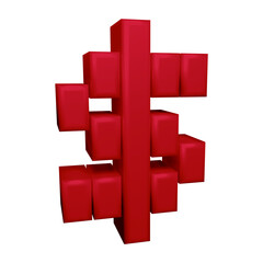 Red dollar symbol or icon design in 3d rendering