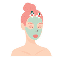 skin care. girl and skin care. beautiful skin care vector illustration