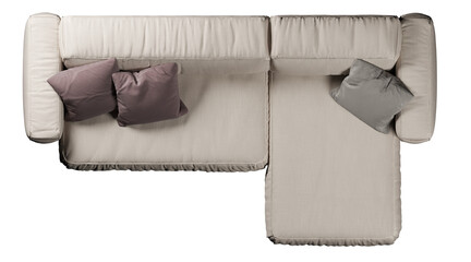 Top view of sofa with cushions