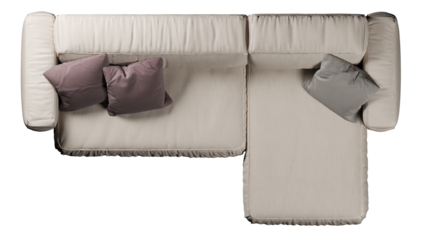 Top view of sofa with cushions