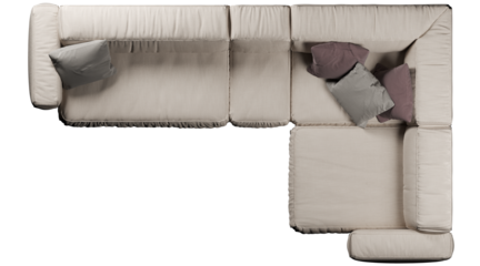 Top view of sofa with cushions