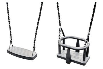 High-quality transparent picture of a photo of a children's swing with and without hand holders