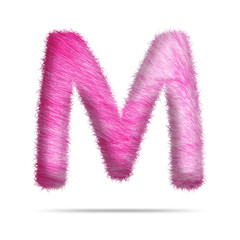 Alphabet letter m design with pink fur texture
