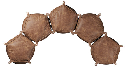 Top view of leather ottomans set