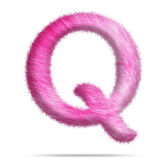 Alphabet letter q design with pink fur texture
