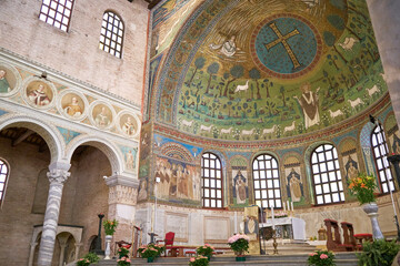 Colorfull mosaic in the church of Ravenna