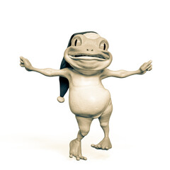 santa frog cartoon is dancing