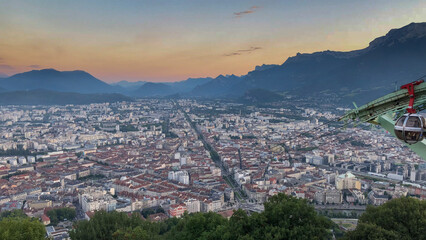 Fototapeta na wymiar Grenoble evening city view at evening