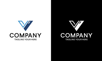 Letter V Logo Design Template Elements on a black and white background.