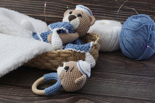Amigurumi de Ursinho Xocalho Azul