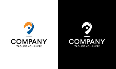 House point gather logo vector. Pin icon with home combination. Creative gps map point location symbol concept.