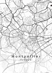 Fototapeta na wymiar Montpellier France City Map