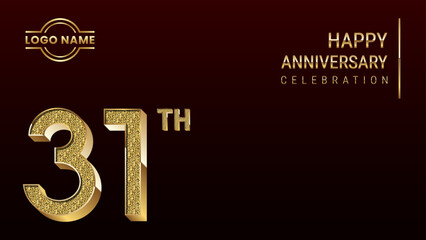 31th Anniversary template design concept with golden number. Vector Template