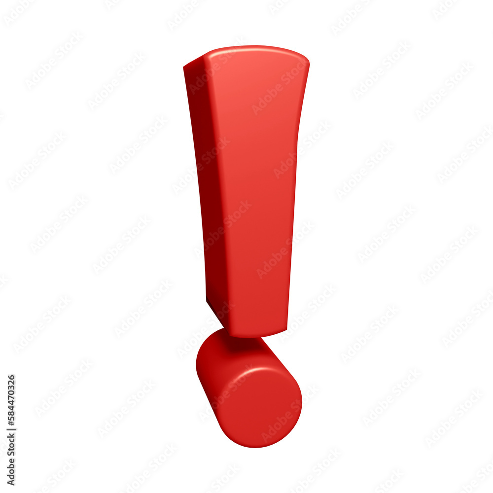 Poster red exclamation mark symbol or icon design in 3d rendering