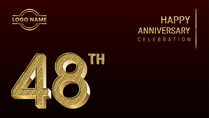 48th Anniversary template design concept with golden number. Vector Template