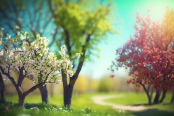 Fototapeta premium landscape with tree, Generative AI