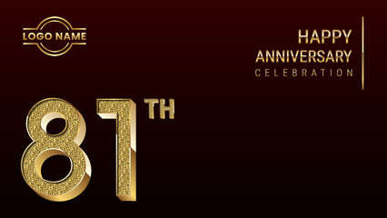 81th Anniversary template design concept with golden number. Vector Template