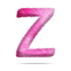 Alphabet letter z design with pink fur texture
