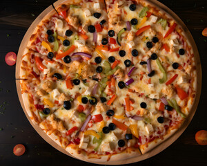 Delicious loaded vegetable pizza 
