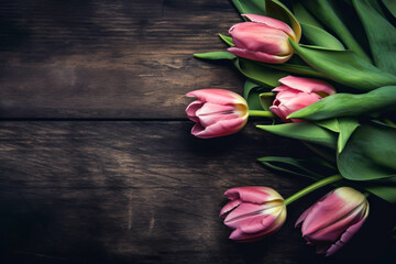 Spring flowers. mothers day background. special day, birthday, Bouquet of tulips, roses,. Present gift for Mother's day. copy space,