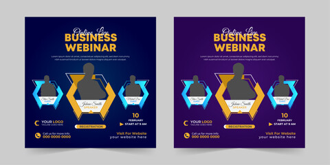 Editable business webinar conference square social media post and digital marketing promotion advertising banner design template