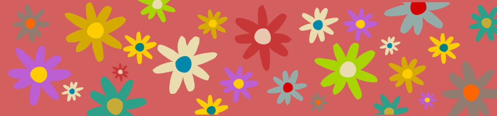 Floral  pattern retro banner colors vintage