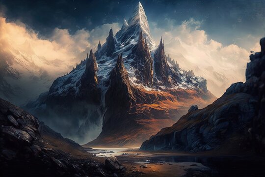 Sovereigns of Earth's Landscape: Unwavering Epic Mountains Generative AI