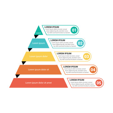 Pyramid Infographic, funnel pyramid business infographic with 4 charts. Template can be edited, recolored, editable. EPS Vector	