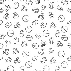 Various Pills Seamless Pattern for Printing and Wrapping