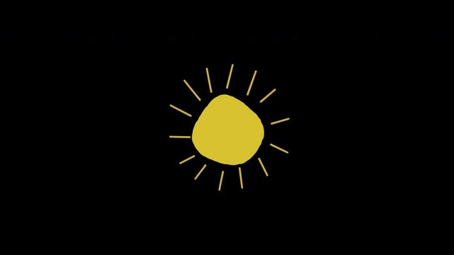 sun icon loop Animation video transparent background with alpha channel.