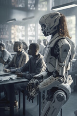 Schools of the future. Cyborg teachers and students. Generative ai.