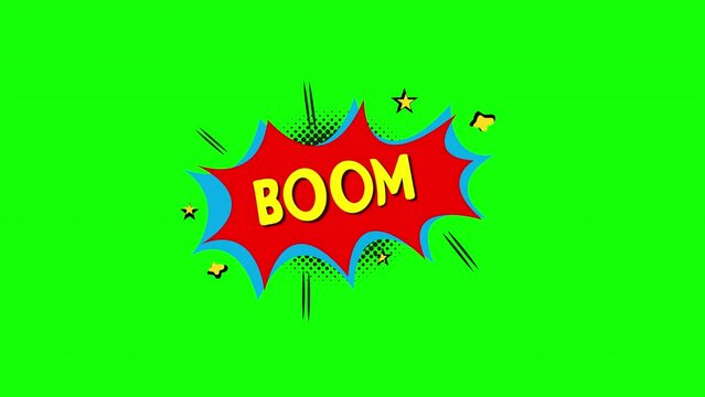 cartoon boom Comic Bubble speech loop Animation video transparent background with alpha channel.