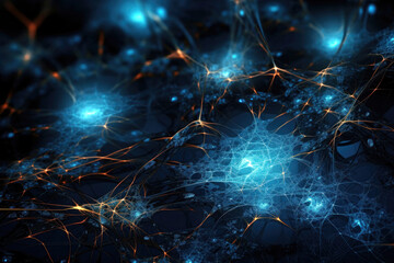 Naklejka na ściany i meble The Electric Web: A Fractal Neuron Network. Generative Ai