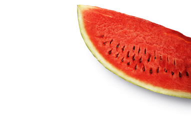 Slice of riped watermelon isolated on white background.