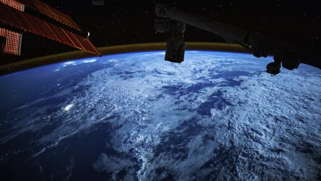 Planet Earth from space time-lapse. CLEAN of noise. Digital Enhancement, Elements by NASA