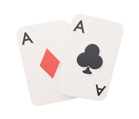 ace two cards 3d. isolated minimal 3d render illustration in cartoon trendy style